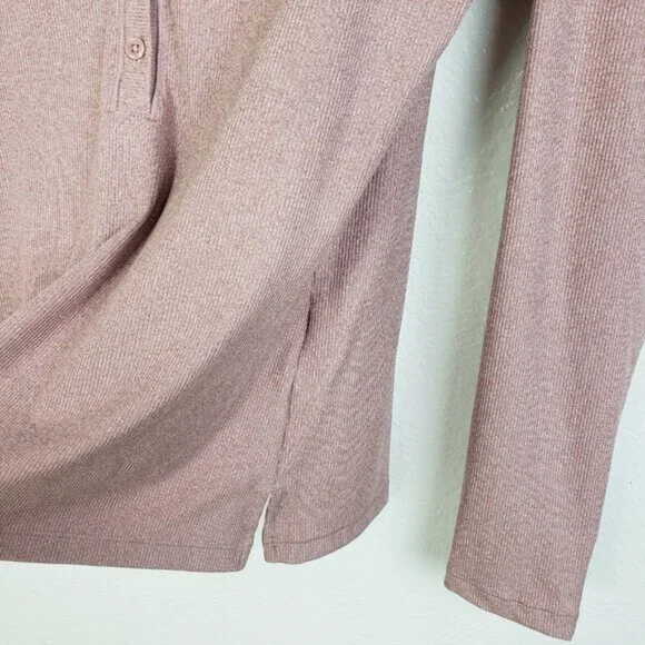 NWOT Athleta Uptempo Ribbed Henley Top Mauve Pink size Large - Picture 14 of 15